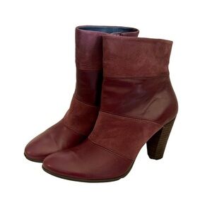 Ecco, Burgundy Leather Suede Booties, Size 37 (Size 6/6.5)